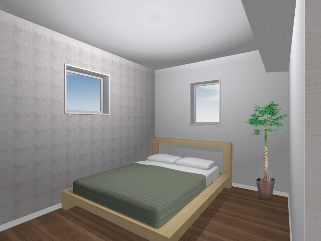【完成予想図】各部屋に枕棚＆ハンガーパイプ付き収納があります