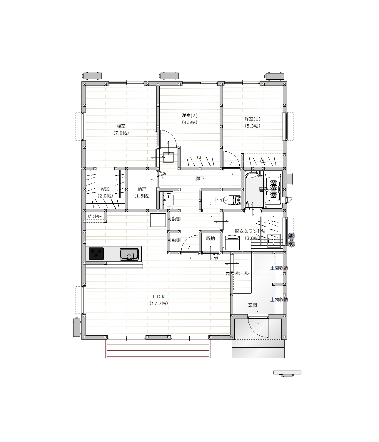 平屋モデル 間取り図